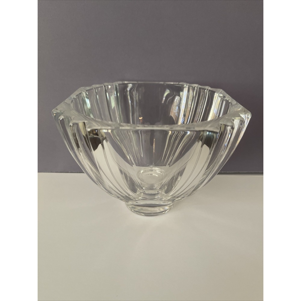 Kosta Boda Sweden Crystal Bowl Roman Clear Bengt Edenfalk Art Deco‎ Vintage 80s